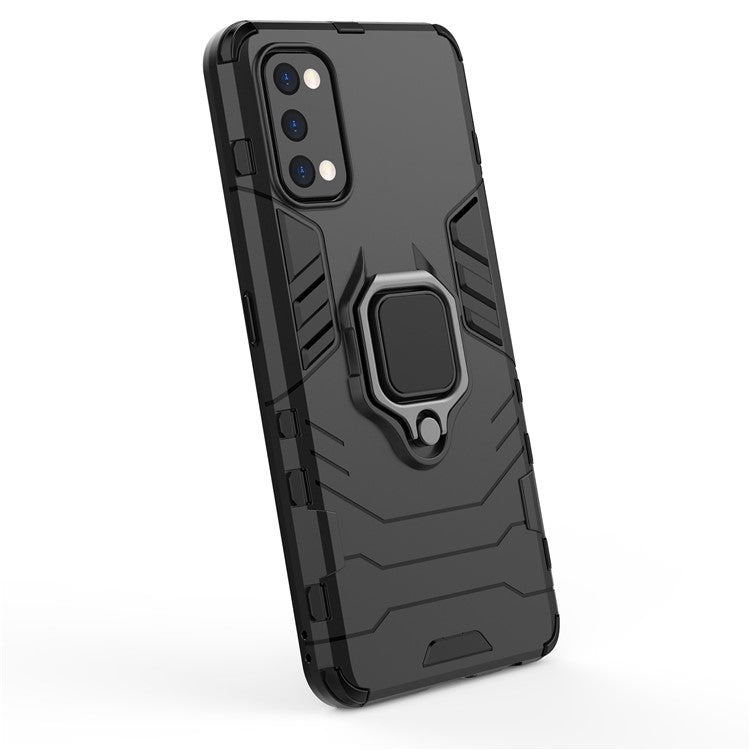 Ring-Shape Kickstand PC + TPU Phone Case for OPPO Realme 7 Pro - Black