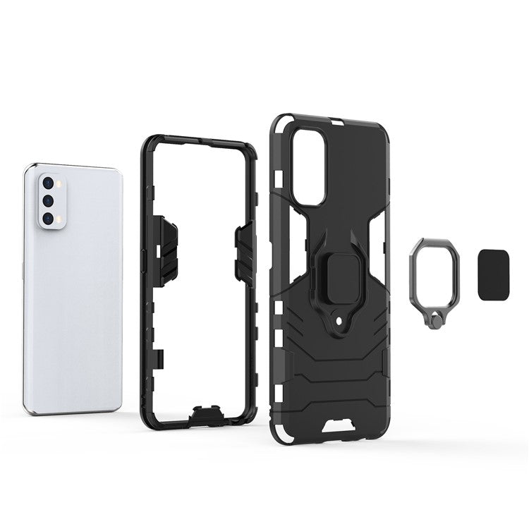Ring-Shape Kickstand PC + TPU Phone Case for OPPO Realme 7 Pro - Black