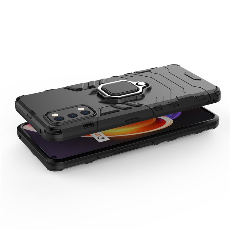 Ring-Shape Kickstand PC + TPU Phone Case for OPPO Realme 7 Pro - Black