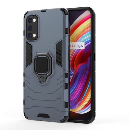Ring-Shape Kickstand PC + TPU Phone Case for OPPO Realme 7 Pro - Blue