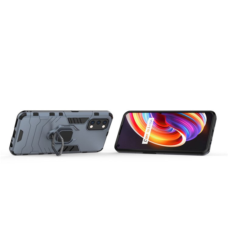 Ring-Shape Kickstand PC + TPU Phone Case for OPPO Realme 7 Pro - Blue