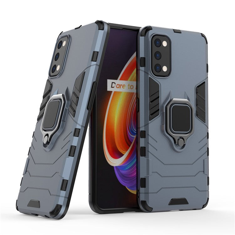 Ring-Shape Kickstand PC + TPU Phone Case for OPPO Realme 7 Pro - Blue