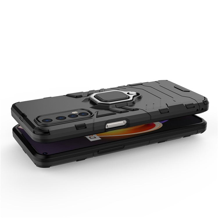 PC + TPU Finger Ring Kickstand Hybrid Phone Case for Oppo Realme 7 - Black