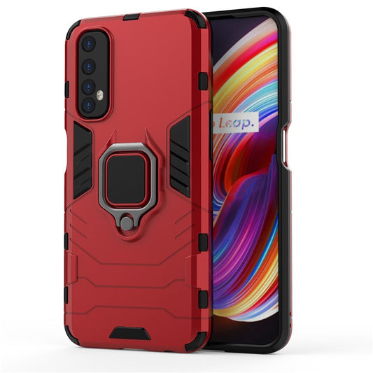 PC + TPU Finger Ring Kickstand Hybrid Phone Case for Oppo Realme 7 - Red
