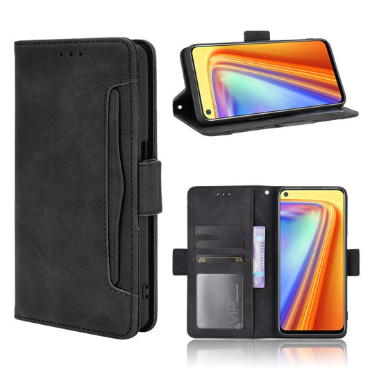Wallet Stand Leather Case with Multiple Card Slots for Realme 7 / Realme Narzo 20 Pro - Black