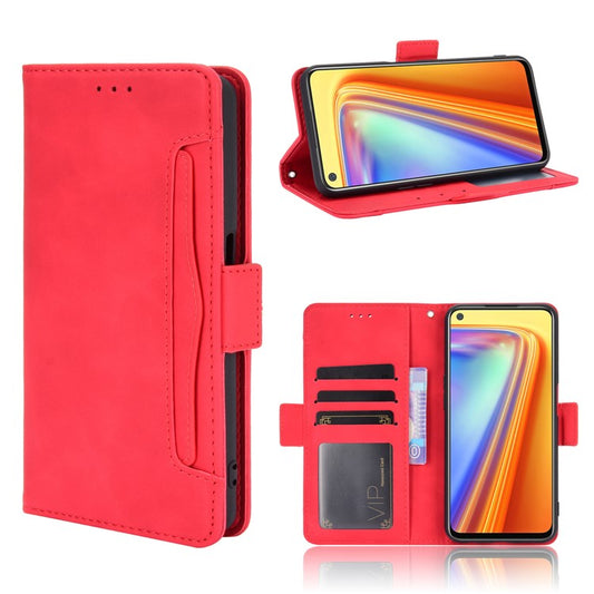 Wallet Stand Leather Case with Multiple Card Slots for Realme 7 / Realme Narzo 20 Pro - Red