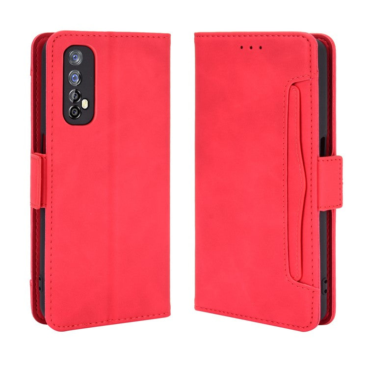 Wallet Stand Leather Case with Multiple Card Slots for Realme 7 / Realme Narzo 20 Pro - Red