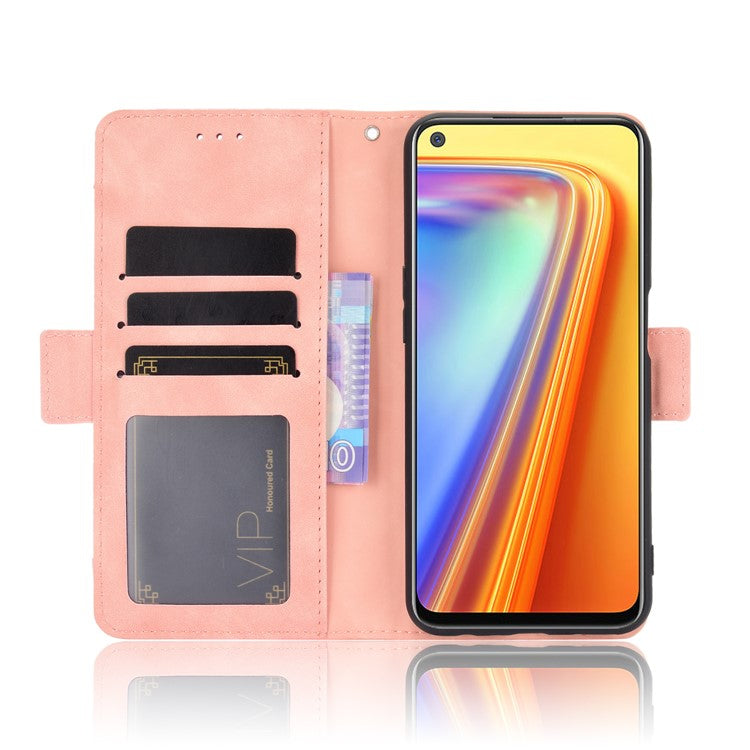 Wallet Stand Leather Case with Multiple Card Slots for Realme 7 / Realme Narzo 20 Pro - Pink