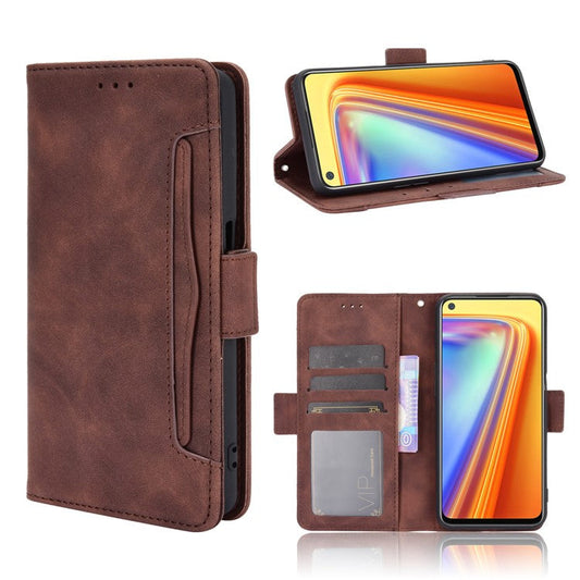 Wallet Stand Leather Case with Multiple Card Slots for Realme 7 / Realme Narzo 20 Pro - Brown