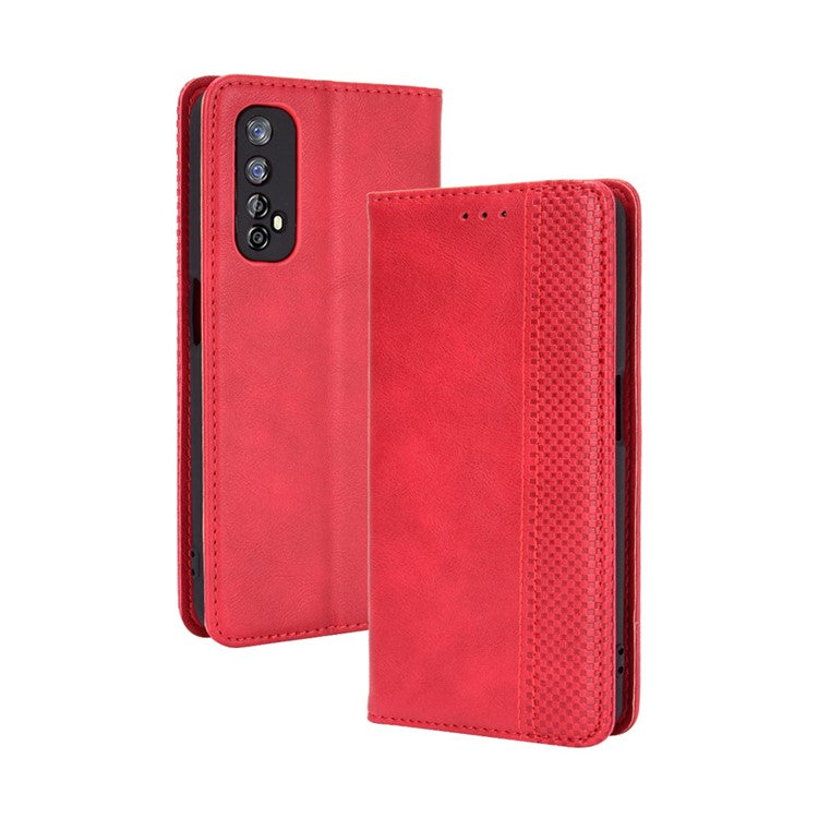 Vintage Style Magnetic PU Leather Stand Wallet Mobile Shell for Realme 7 / Realme Narzo 20 Pro - Red