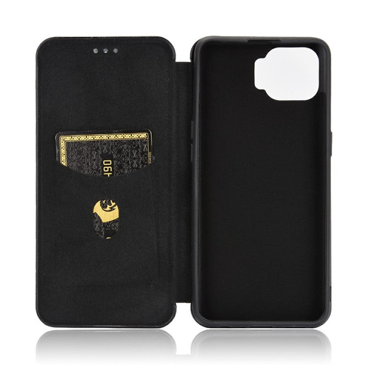 Auto-absorbed Carbon Fiber Skin Leather Phone Cover for Realme 7 Pro - Black