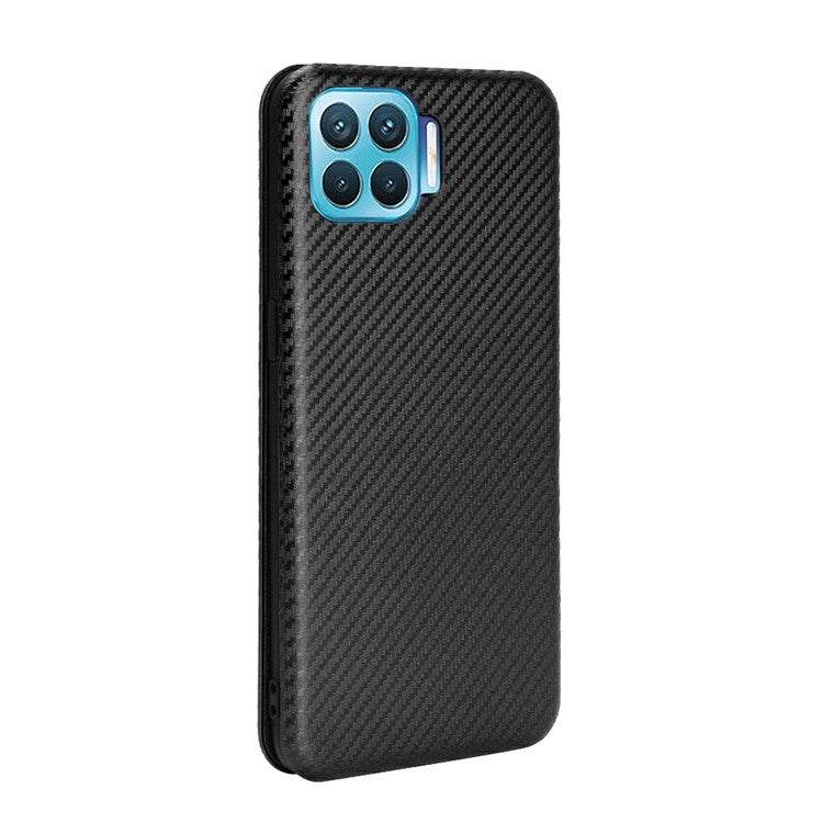 Auto-absorbed Carbon Fiber Skin Leather Phone Cover for Realme 7 Pro - Black