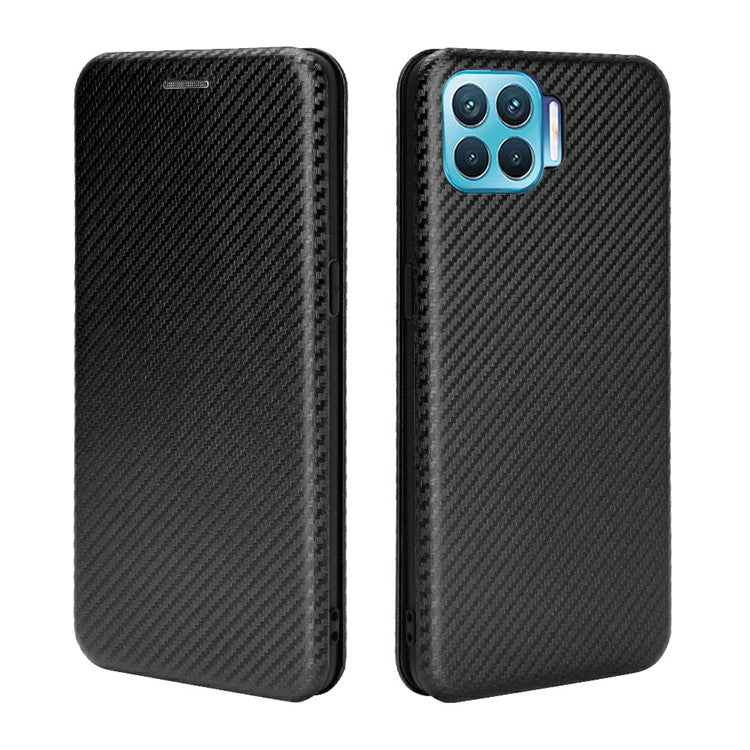 Auto-absorbed Carbon Fiber Skin Leather Phone Cover for Realme 7 Pro - Black