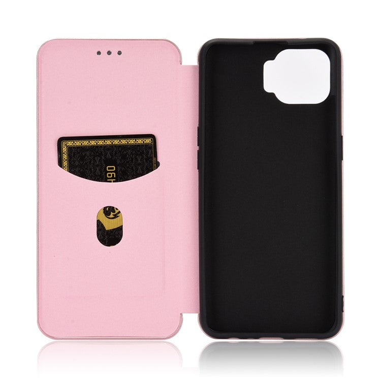 Auto-absorbed Carbon Fiber Skin Leather Phone Cover for Realme 7 Pro - Rose Gold