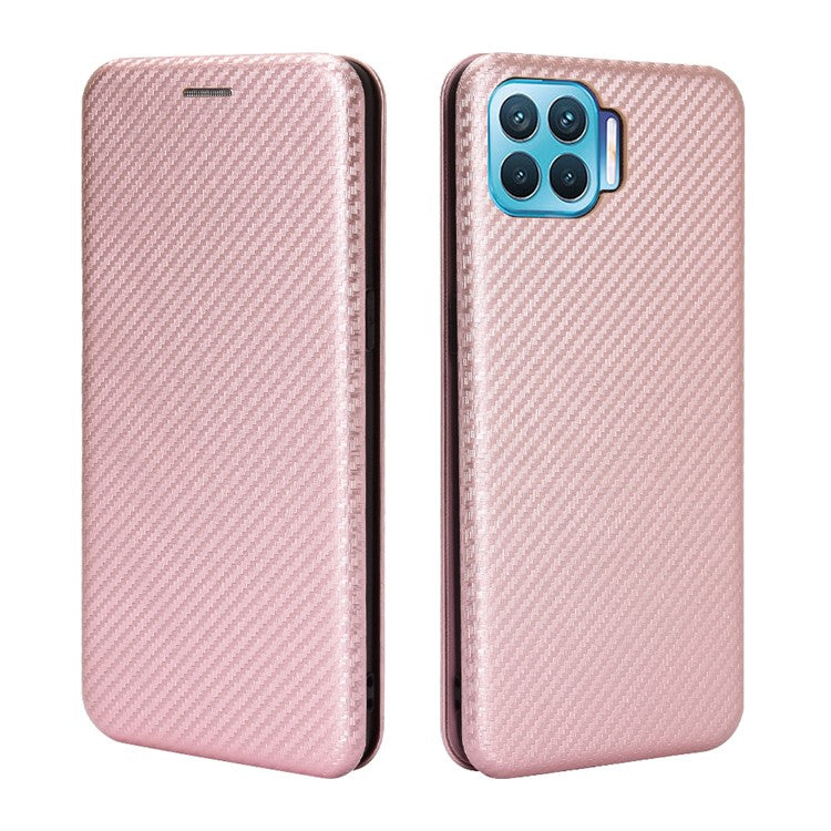Auto-absorbed Carbon Fiber Skin Leather Phone Cover for Realme 7 Pro - Rose Gold