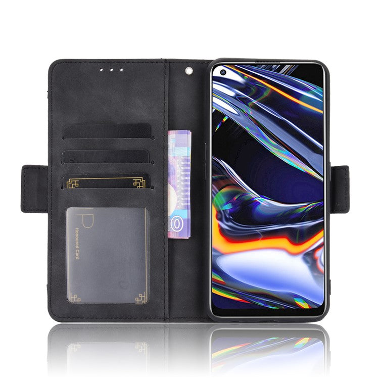 Protective Leather Case with Multiple Card Slots Phone Cover for Realme 7 Pro - Black