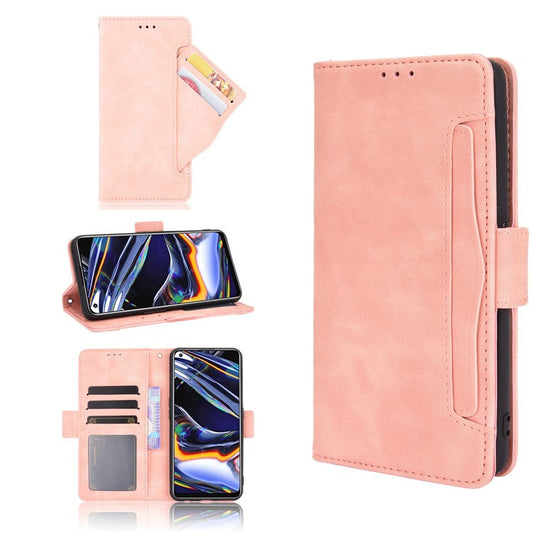 Protective Leather Case with Multiple Card Slots Phone Cover for Realme 7 Pro - Pink