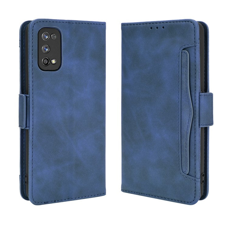 Protective Leather Case with Multiple Card Slots Phone Cover for Realme 7 Pro - Blue
