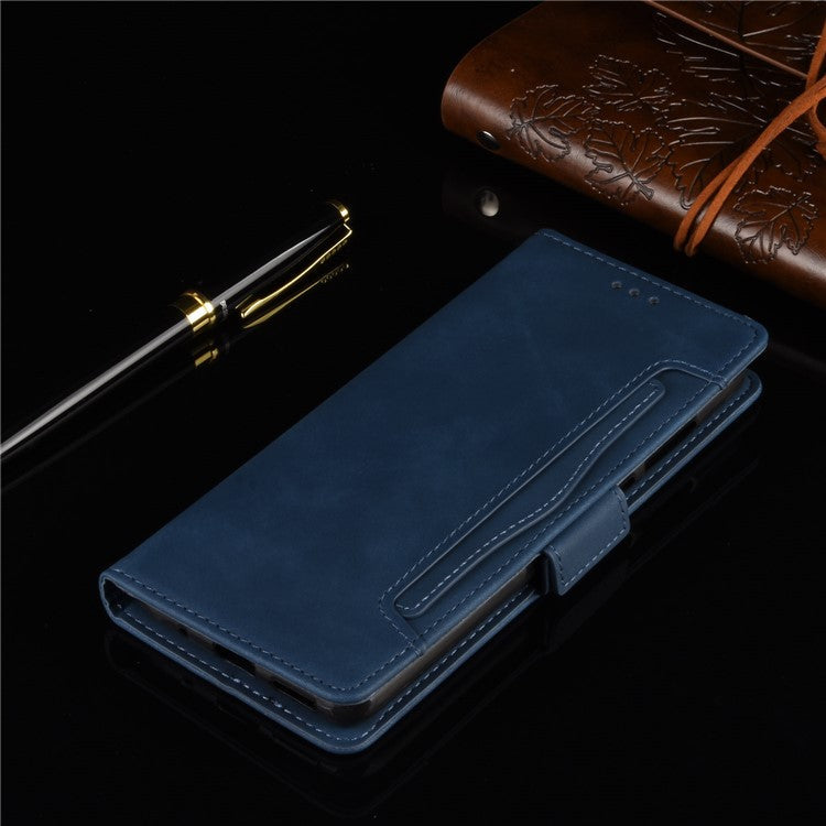 Protective Leather Case with Multiple Card Slots Phone Cover for Realme 7 Pro - Blue