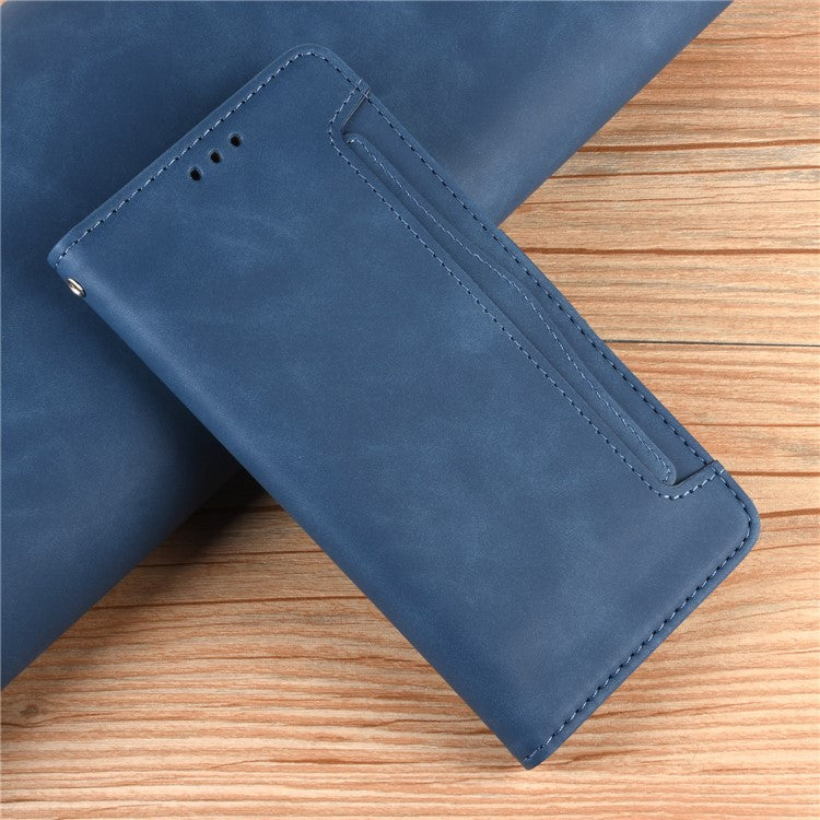 Protective Leather Case with Multiple Card Slots Phone Cover for Realme 7 Pro - Blue