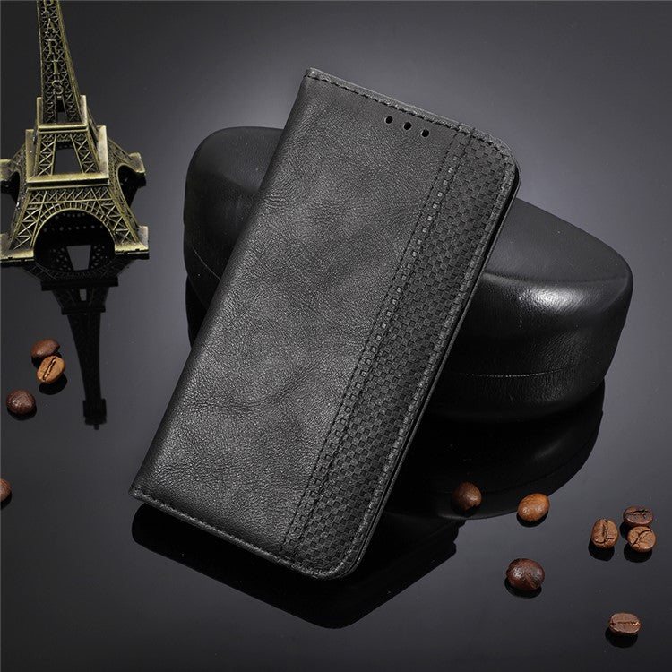 Auto-absorbed Retro Leather Case Cover for Realme 7 Pro - Black