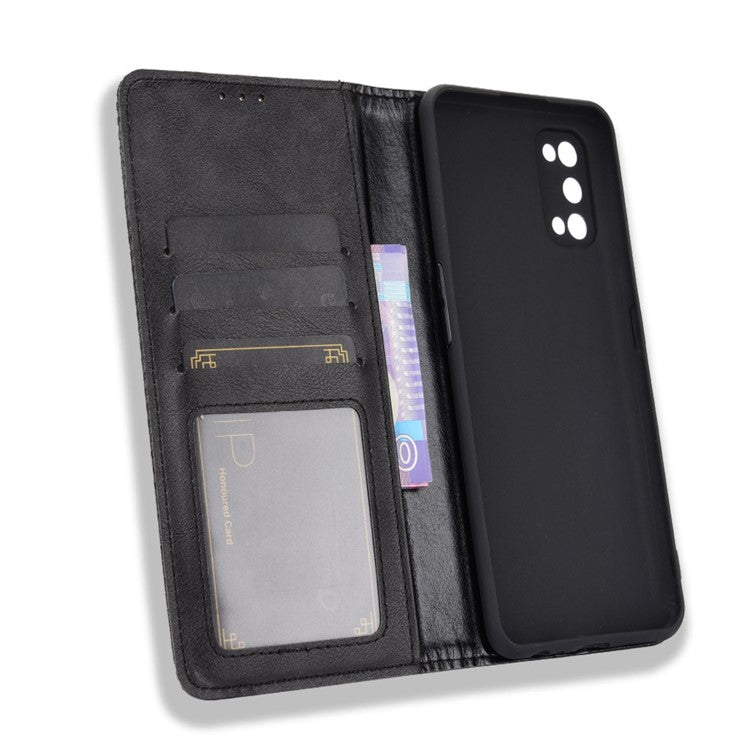 Auto-absorbed Retro Leather Case Cover for Realme 7 Pro - Black