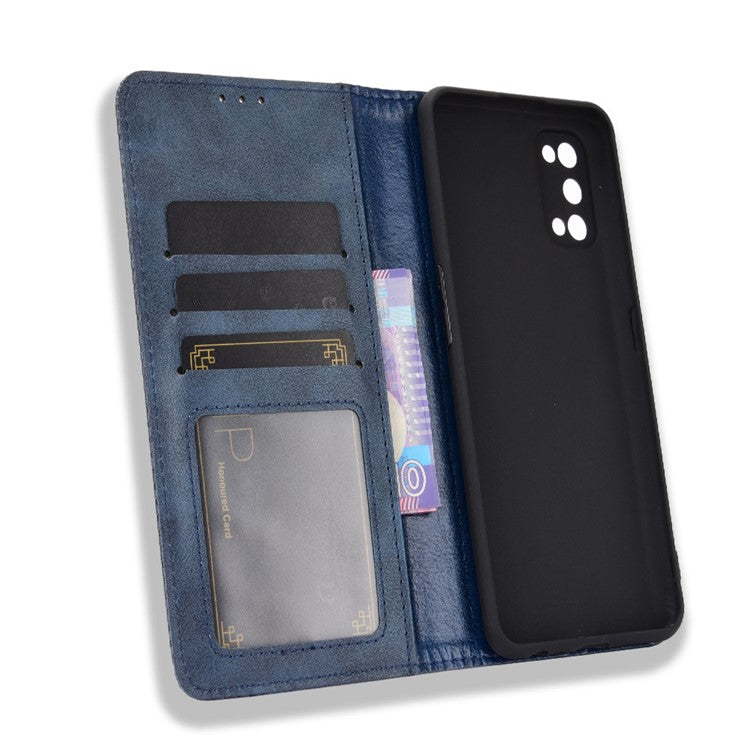 Auto-absorbed Retro Leather Case Cover for Realme 7 Pro - Blue