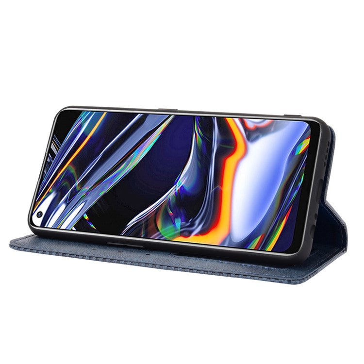 Auto-absorbed Retro Leather Case Cover for Realme 7 Pro - Blue
