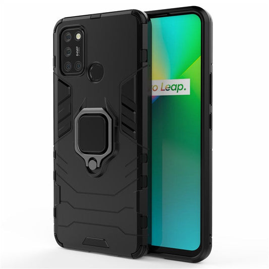 Cool Guard PC + TPU Hybrid Phone Case with Kickstand for Realme 7i (Asia)/C17 - Black
