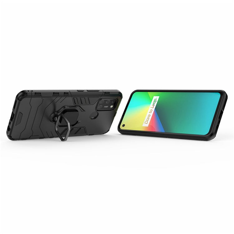 Cool Guard PC + TPU Hybrid Phone Case with Kickstand for Realme 7i (Asia)/C17 - Black