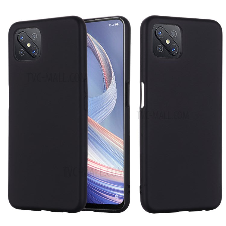 Liquid Silicone Cell Phone Cover with Strap for OPPO A92s - Black