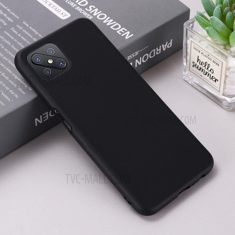 Liquid Silicone Cell Phone Cover with Strap for OPPO A92s - Black