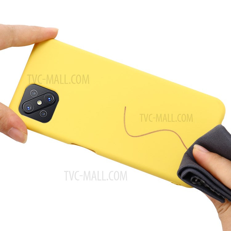Liquid Silicone Cell Phone Cover with Strap for OPPO A92s - Yellow