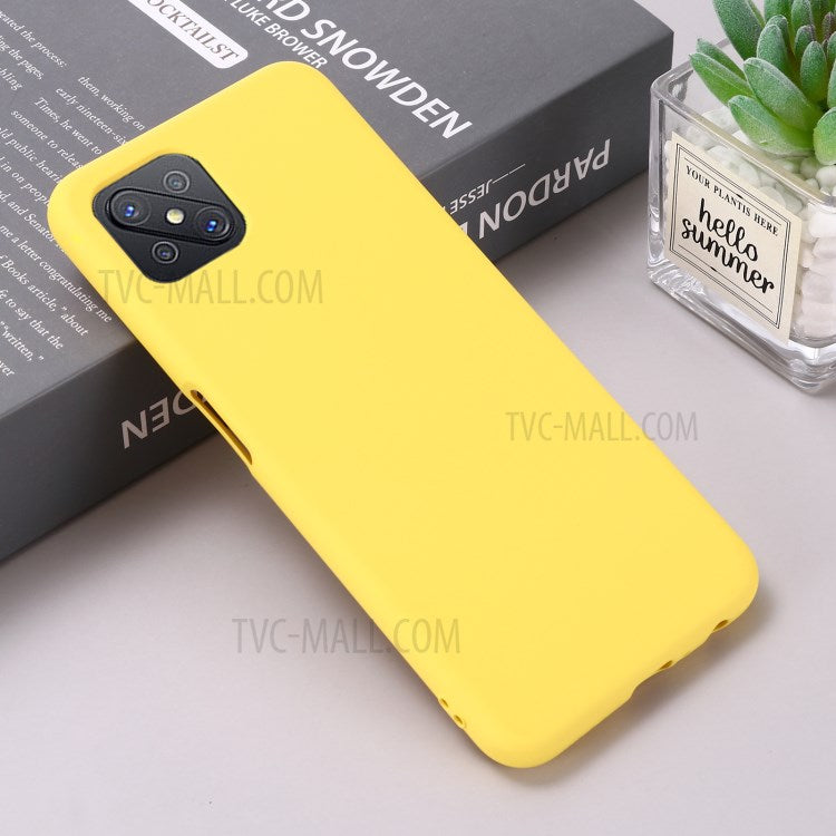 Liquid Silicone Cell Phone Cover with Strap for OPPO A92s - Yellow