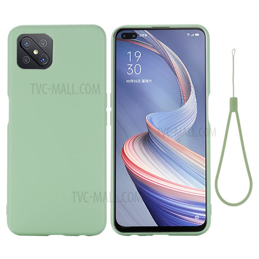 Liquid Silicone Cell Phone Cover with Strap for OPPO A92s - Green