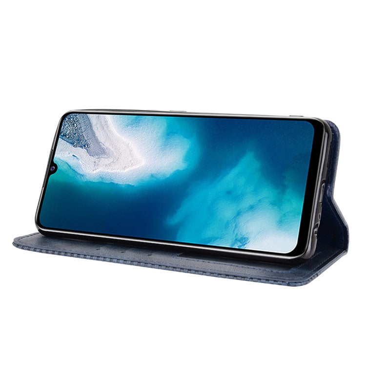 Magnetic Vintage Style Phone Case Wallet Stand Leather Cover for vivo V20 SE / vivo Y70 2020 - Blue