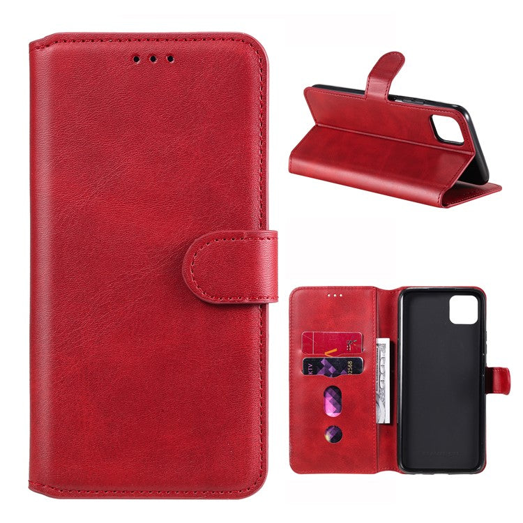 Classic Style Wallet + Stand Flip Leather Phone Case for Realme C11 - Red