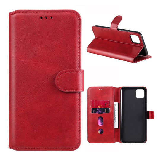 Classic Style Wallet + Stand Flip Leather Phone Case for Realme C11 - Red