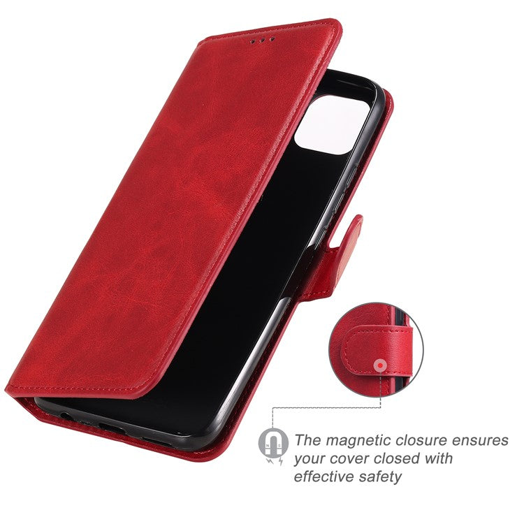 Classic Style Wallet + Stand Flip Leather Phone Case for Realme C11 - Red