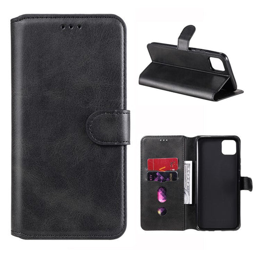Classic Style Wallet + Stand Flip Leather Phone Case for Realme C11 - Black