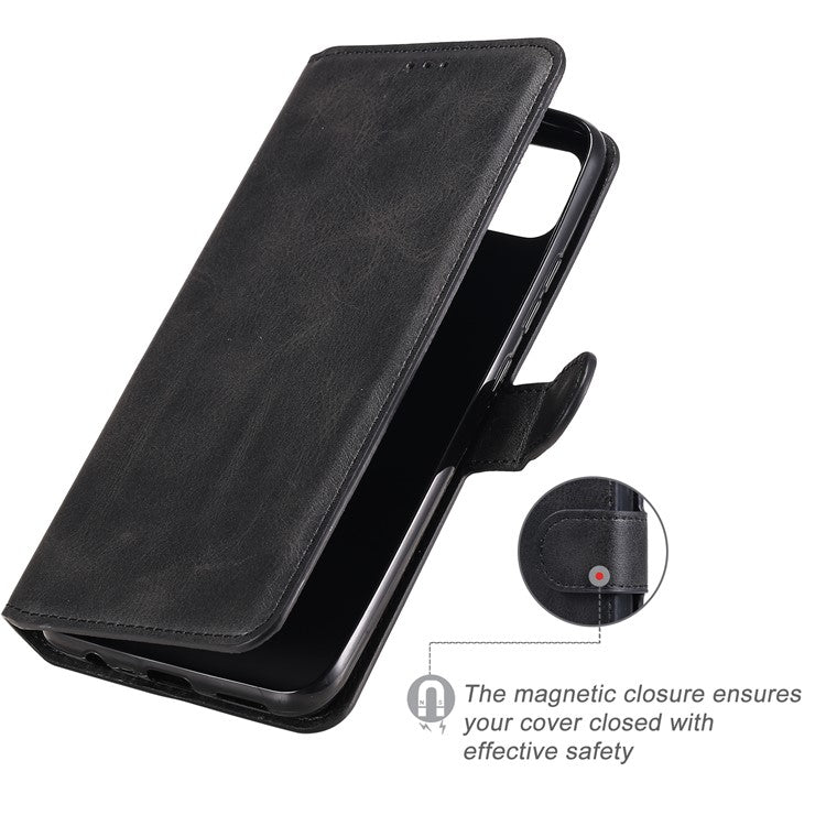 Classic Style Wallet + Stand Flip Leather Phone Case for Realme C11 - Black