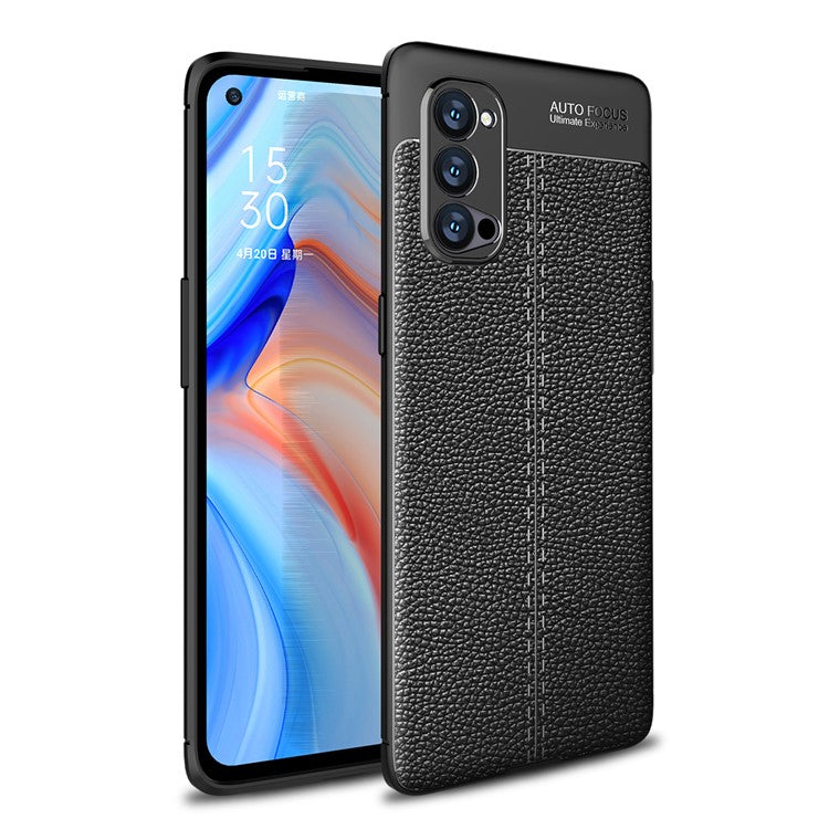 Litchi Grain Flexible TPU Mobile Phone Case for Oppo Reno4 Pro 5G - Black