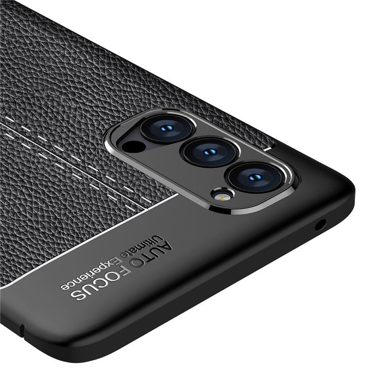 Litchi Grain Flexible TPU Mobile Phone Case for Oppo Reno4 Pro 5G - Black