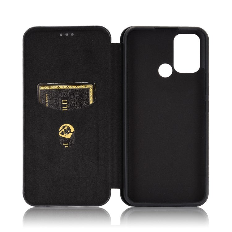 Auto-absorbed Carbon Fiber Leather Case with Card Holder for Realme 7i (Asia)/C17 - Black