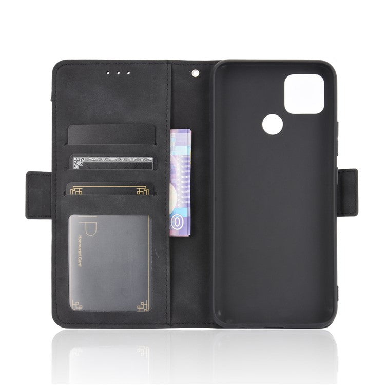 Multiple Card Slots Protective Cover for OPPO A15 Stand Leather Case - Black