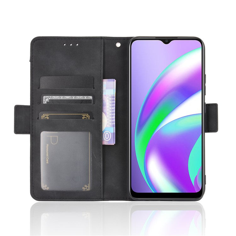Multiple Card Slots Protective Cover for OPPO A15 Stand Leather Case - Black