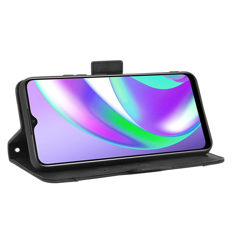 Multiple Card Slots Protective Cover for OPPO A15 Stand Leather Case - Black