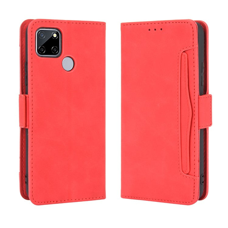 Multiple Card Slots Protective Cover for OPPO A15 Stand Leather Case - Red
