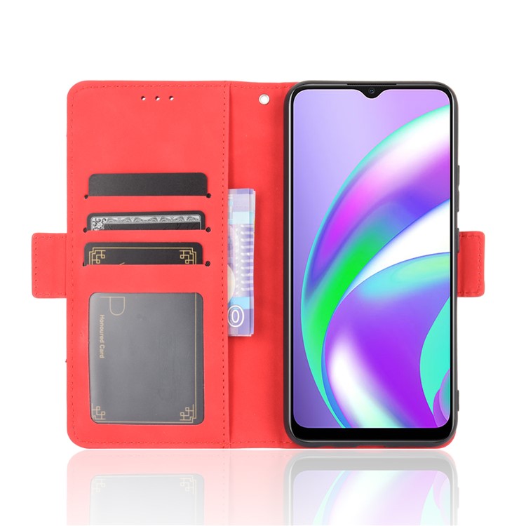 Multiple Card Slots Protective Cover for OPPO A15 Stand Leather Case - Red