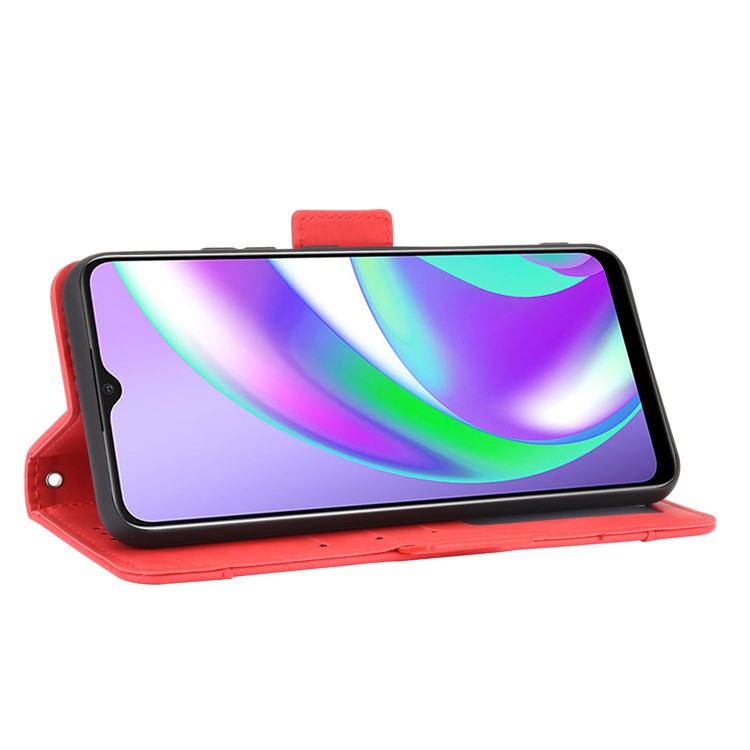 Multiple Card Slots Protective Cover for OPPO A15 Stand Leather Case - Red